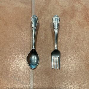 Vintage Women's Silver Cutlery Utensil Spoon & Fork Statement Earrings